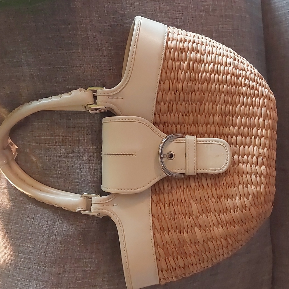 Coach Woven Straw w leather Satchel